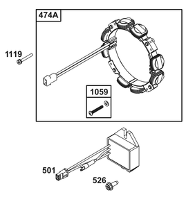 Alternator Group Diagram and Parts List for 305777-0112-B5 200000 - 399999 Briggs and Stratton Engine